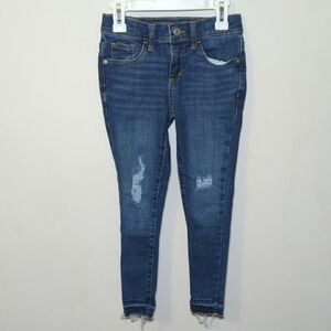 Art Class Distressed Skinny Jeans with Raw Hem, Adjustable Waist Girls Size 7